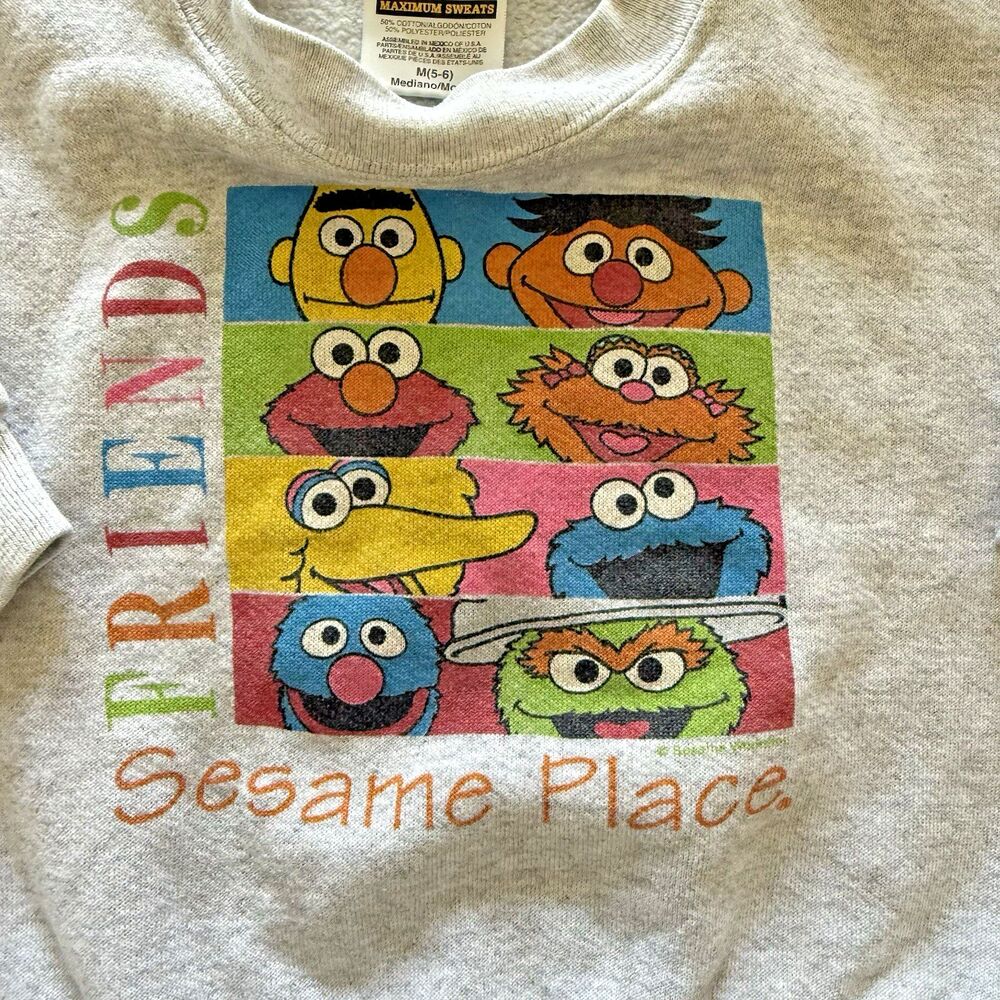 Vintage 90s Sesame Street Place Kids Shirt Elmo Size M 5/6 Tultex Single Stitch